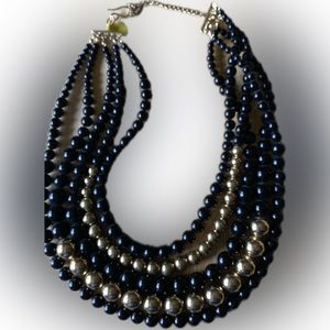 Black & gold 5 strand beaded Chocker, Fits up to 17” neckline